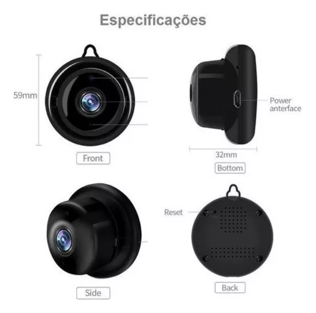 Mini Câmera Espiã Discreta Wifi Full HD Microfone Áudio