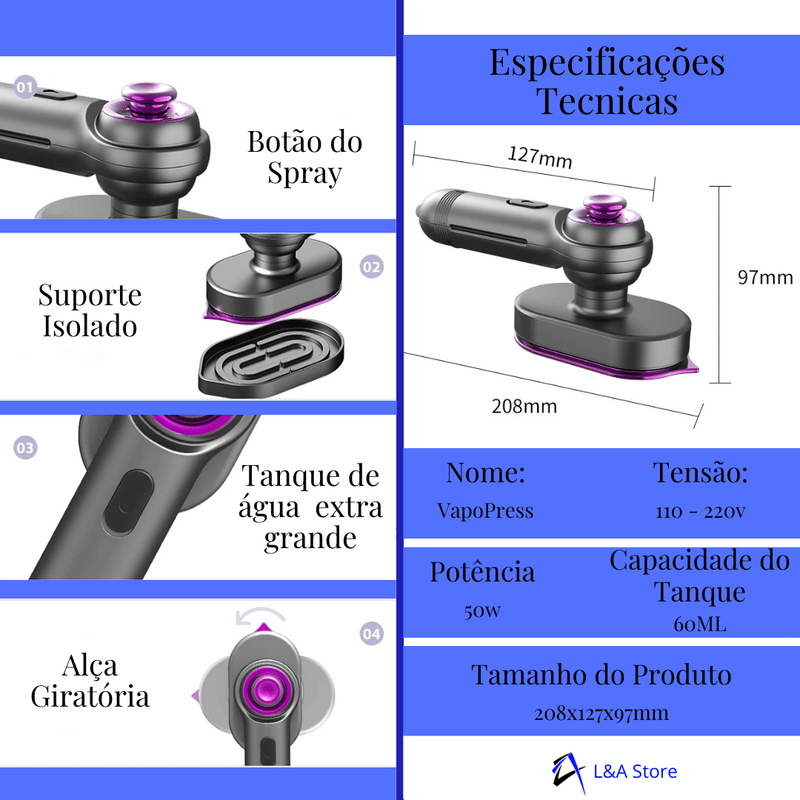 Ferro de Passar Roupa - VapoPress