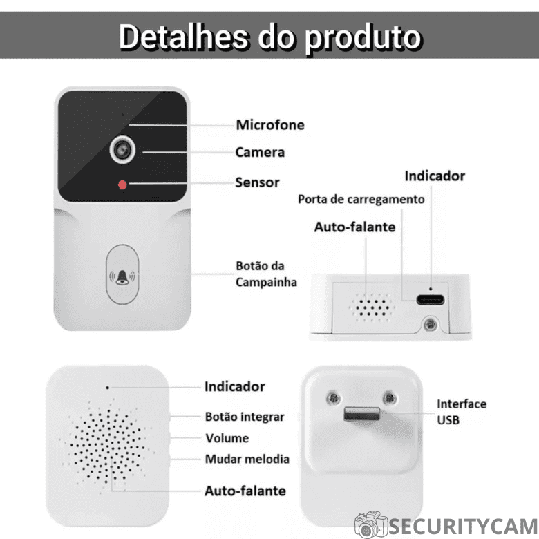 Campainha com câmera e Wi-Fi - SECURITYCAM
